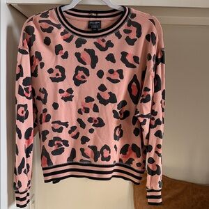 David Lerner Evereve Pink and Black Leopard Print Sweatshirt